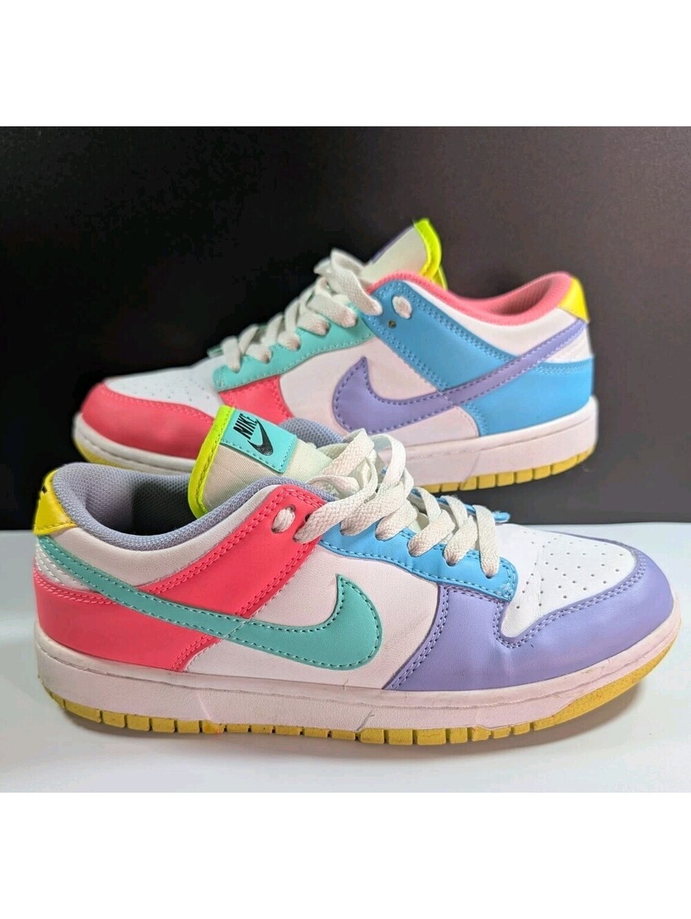 Nike Womens 8 White Multicolor Dunk Low Disrupt 2 Pastel Mismatch Sneakers Shoes